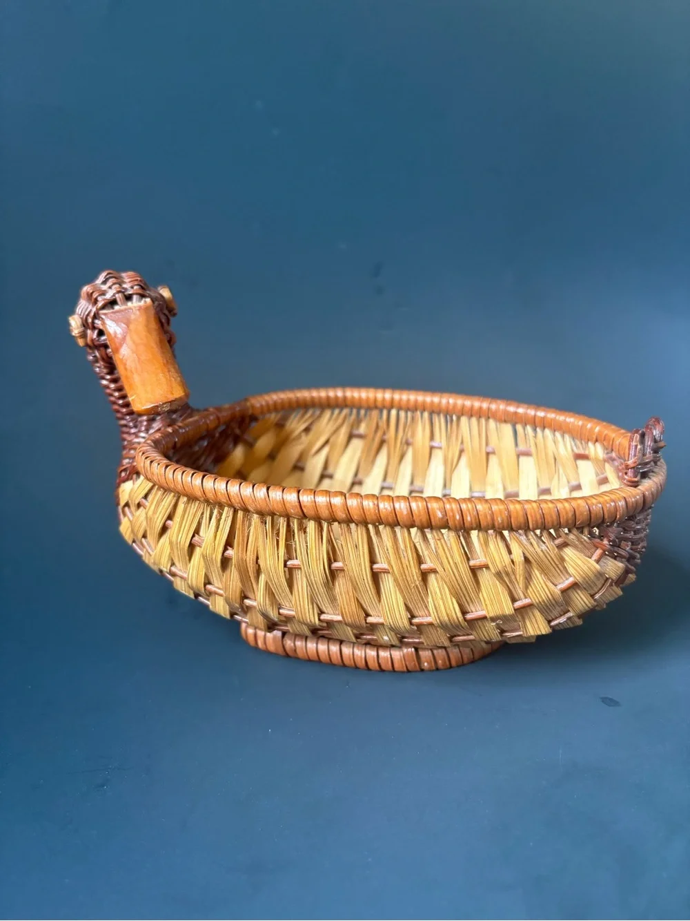 Handwoven Wicker Basket - Dark and Honey Brown